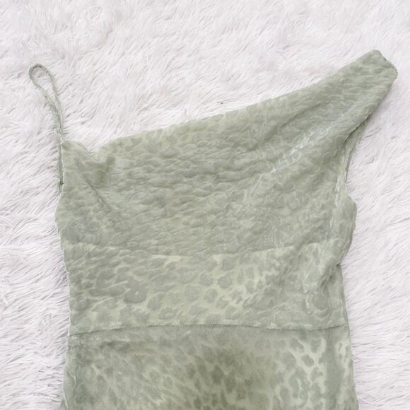 Women Nasty Gal Asymmetric Split Maxi Dress in Sage Green Size US 2 - Picture 3 of 12